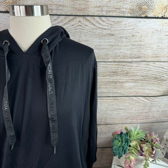 LASCANA Women's Layered Hooded Black White Pullover Sweatshirt Size‎ 4 / 6 Small - Picture 2 of 7